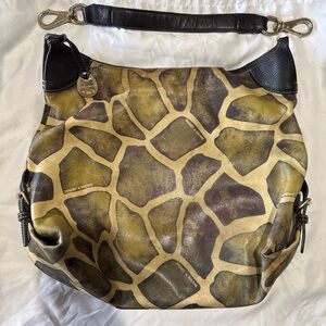 Vintage Dooney and Burke Giraffe Print Leather Hobo Bag